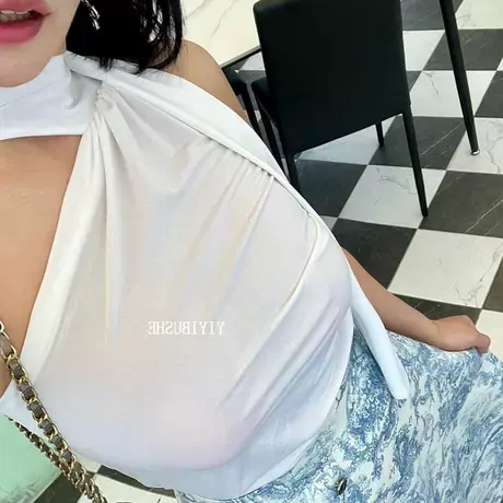 Onoev自留LA065气质拿捏~性感女人味飘带修身无袖T恤ha图片