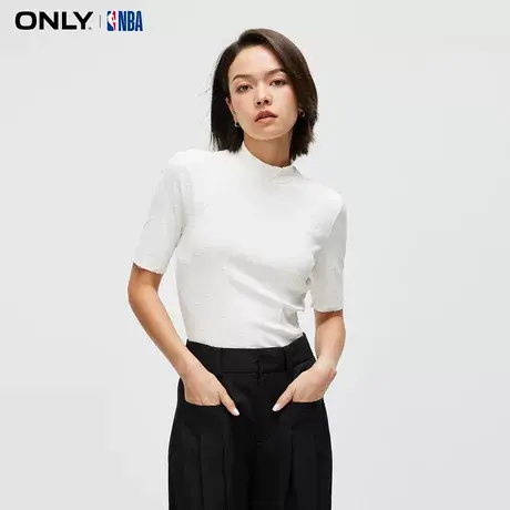 ONLY2023秋季新款NBA联名款纯色修身显瘦半高领短款短袖T恤女商品大图