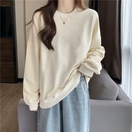 秋冬季加绒加厚卫衣女宽松韩版oversize长袖上衣外穿秋衣套头外套商品大图