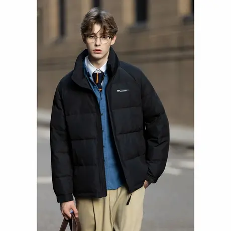唐狮冬季短款羽绒服男立领设计感时尚黑色羽绒外套保暖防寒TUTA商品大图