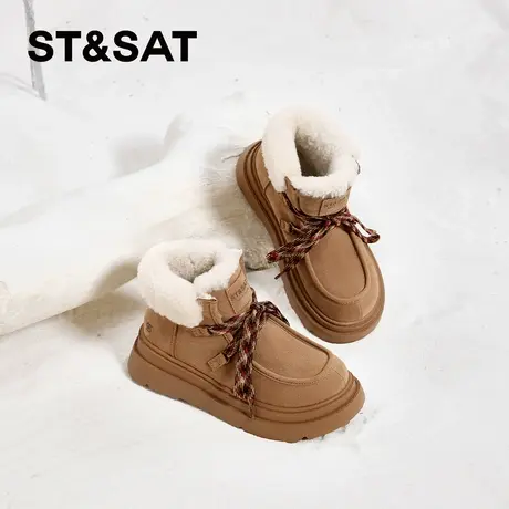星期六厚底加绒加厚雪地靴女款2025新款冬季防滑防水保暖短靴棉鞋商品大图