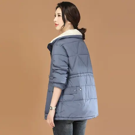 韩潮袭人立领时髦休闲黑色棉服女2023冬新款加厚宽松显瘦棉衣外套商品大图