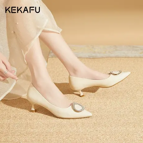 珂卡芙法式单鞋女秋季2023年新款水钻细跟高跟鞋女气质高级不累脚图片