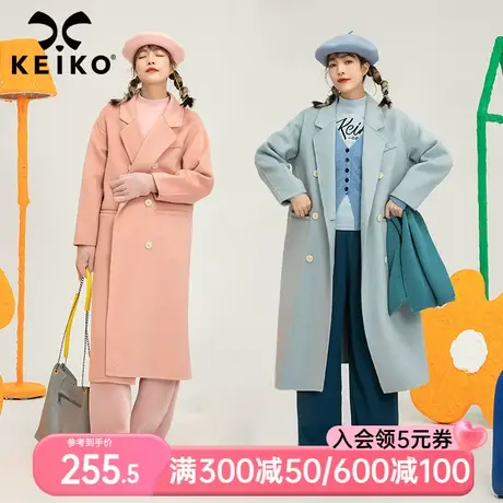 [80%羊毛]气质西装领双面羊绒大衣2023春季长款过膝羊毛呢外套商品大图