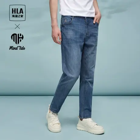 HLA/海澜之家循迹亦心即为系列牛仔裤24春夏新冰氧吧九分裤男图片