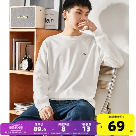 唐狮春季新款长袖T恤男宽松潮流黑色上衣休闲学生纯色港风上衣图片