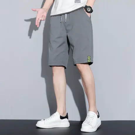 唐狮2023夏季新款休闲裤男宽松薄款直筒裤黑色显瘦学生五分裤潮TG商品大图