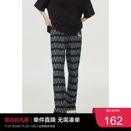 太平鸟SUPERCHINA系列不规则格纹牛仔裤ASHAC1403图片