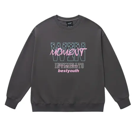 高街潮牌bf风美式加绒卫衣男女设计感嘻哈宽松青少年圆领上衣男商品大图