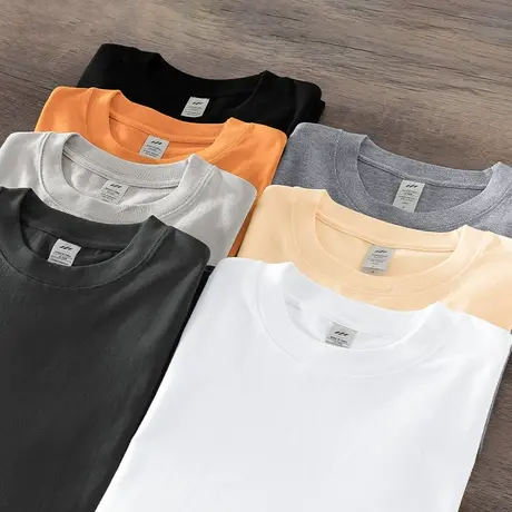 重磅纯棉长袖t恤男女打底衫秋冬季纯色白色秋衣圆领内搭全棉体恤商品大图