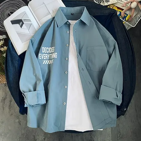 男士衬衫长袖2025夏季新款痞帅衣服春秋港风日系衬衣潮牌工装外套商品大图