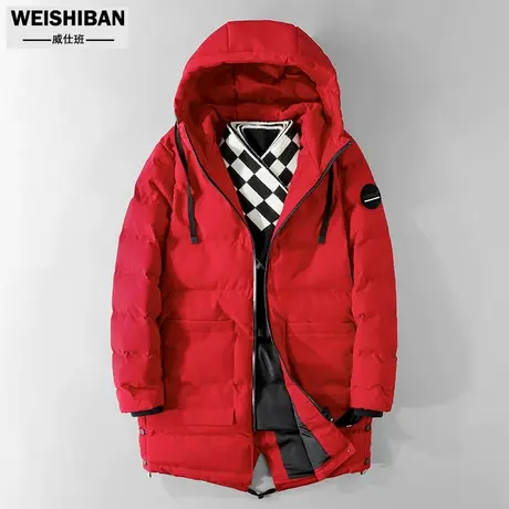 2022冬季新款连帽保暖棉衣男士潮牌中长款外套羽绒棉袄红色棉服男图片