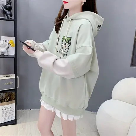 设计感假两件连帽卫衣女2023年新款秋季宽松时尚卡通洋气减龄上衣商品大图