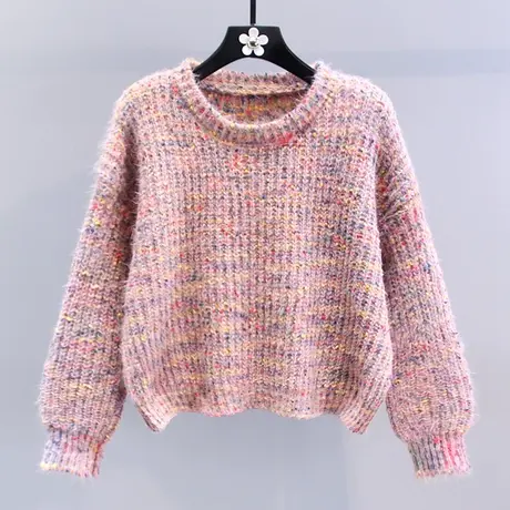 慵懒风软糯彩色毛衣女秋冬2023新款宽松百搭软糯洋气套头针织衫商品大图