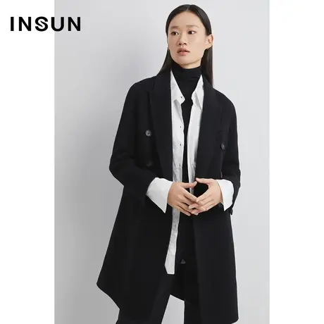 INSUN恩裳线上专选冬季垂坠纯羊毛毛呢外套商品大图