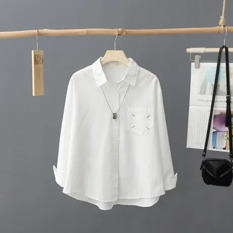 简约经典职业白衬衫女春装新款宽松百搭长袖休闲衬衣外穿内搭上衣商品大图