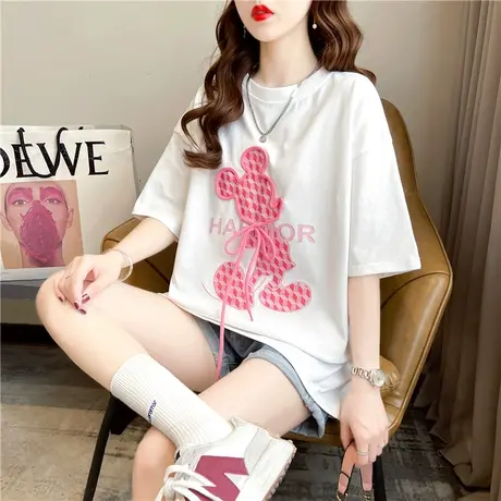 设计感小众短袖t恤女夏季韩版宽松大码chic港味ins小个子上衣服潮图片