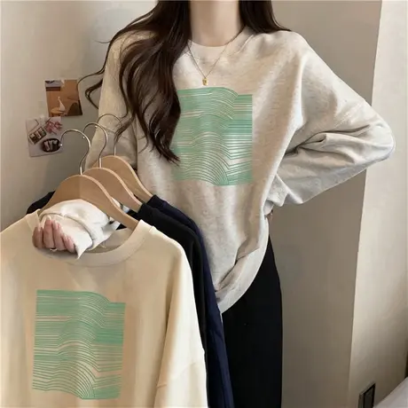 ins超火设计感卫衣女加绒加厚秋冬宽松显瘦慵懒风长袖vintage上衣商品大图