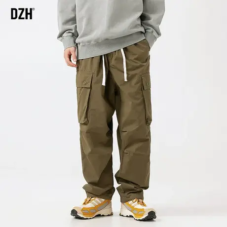 男士军绿色工装裤潮牌男宽松直筒hiphop裤子登山裤休闲裤男款长裤商品大图