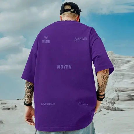 2024大码男装重磅胖子加肥加大夏季潮流印花宽松短袖T恤半袖胖子图片