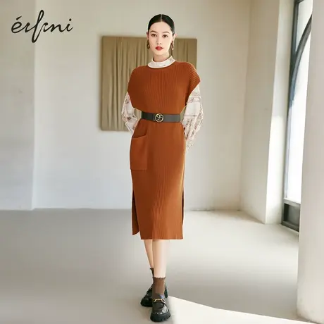 【商场同款】伊芙丽连衣裙女21年冬季新款复古百搭内搭1CC194441图片