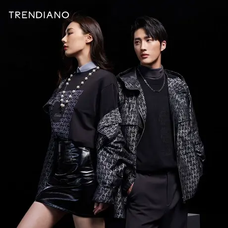TRENDIANO官方男装春秋新款长袖薄款时尚夹克休闲外套潮牌男士图片