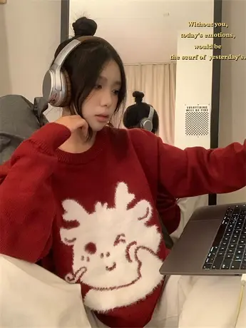 本命年龙年衣服红色毛衣女装时尚秋冬季2024属龙过新年喜庆情侣装图片