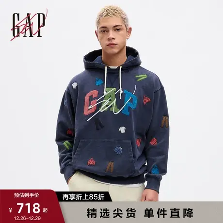 【GAP x Sean W 联名】男女同款新款连帽衫卫衣情侣装外套837645图片