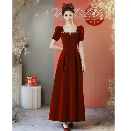 敬酒服2023新款新娘高级感订婚礼服女夏季高端大气红色连衣裙长款图片