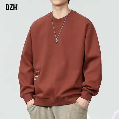 男士红色重磅刺绣卫衣男2024年春季新款衣服男装外套内搭打底上衣商品大图