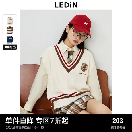 乐町新品学院风针织背心女秋季新款女装宽松多色叠穿上衣马甲图片