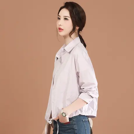 【1月17日春装上新7.8折】POLO领拼接休闲短外套女百搭夹克上衣图片