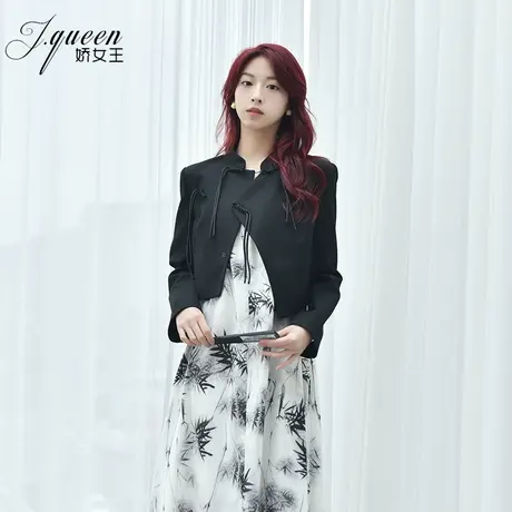 新中式短外套女2024春季新款气质复古高级感国风流苏盘扣立领上衣图片