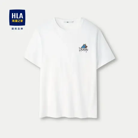 HLA/海澜之家冰感科技棉凉感T恤24春夏新款绣花圆领吸湿排汗短t男图片