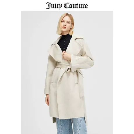 Juicycouture橘滋春季小香风毛呢大衣纯羊毛中长款翻领外套女商品大图