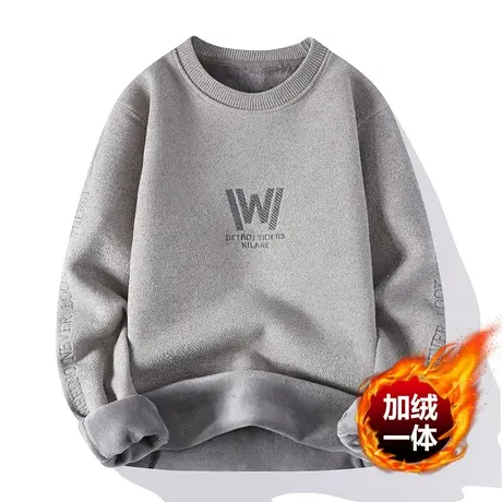 雪尼尔毛衣男秋冬季潮流百搭保暖一体加绒加厚男装内搭打底针织衫商品大图