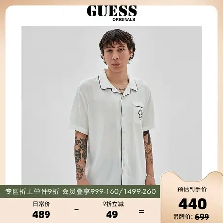 GUESSOriginals新款男女同款美式复古撞色衬衫-M3GH19WD4Z2商品大图