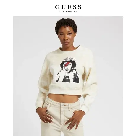 GUESS×BRANDALISED涂鸦胶囊系列女oversize印花卫衣-W2BQ38KBCE0商品大图