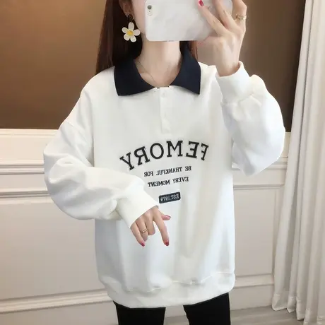 早秋季polo领卫衣女2023新款爆款宽松外套春秋款减龄洋气秋装上衣商品大图