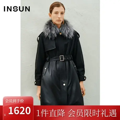 恩裳2023春款新款轻奢长款派克服貉子毛皮毛领兔毛皮内胆商品大图