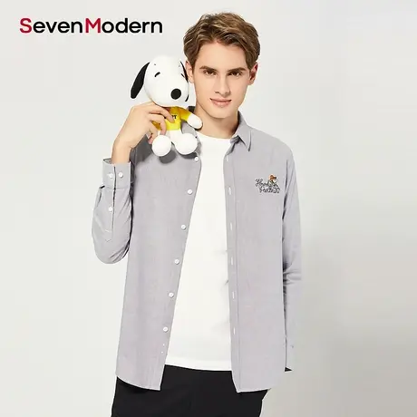 【清仓商场同款】柒牌男装旗下潮牌SevenModern休闲男士长袖衬衫商品大图