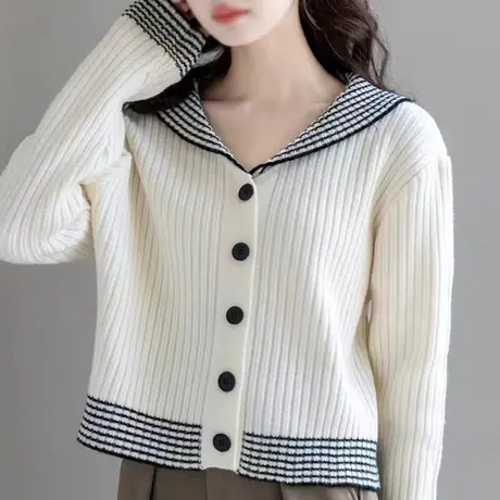 秋装2023年新款海军领小香风毛衣开衫针织外套减龄小个子打底衫女图片