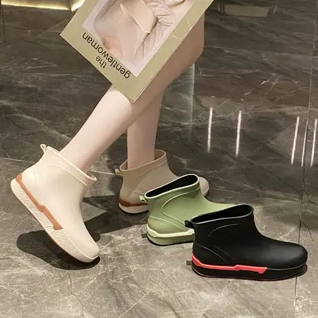 雨鞋女款时尚防水防滑网红水鞋短筒成人套鞋新款时髦中筒女士雨靴商品大图