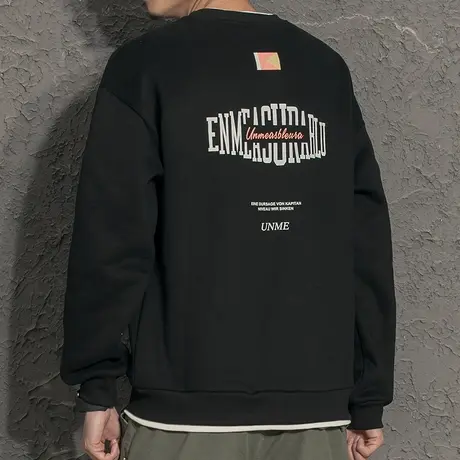 2020年新款冬季加绒加厚卫衣男秋冬字母印花假两件宽松外套男潮牌商品大图