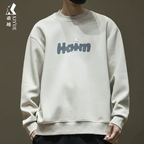 希越螺纹二本针卫衣男无性别风重磅宽松大码秋冬ins加绒加厚衣服商品大图