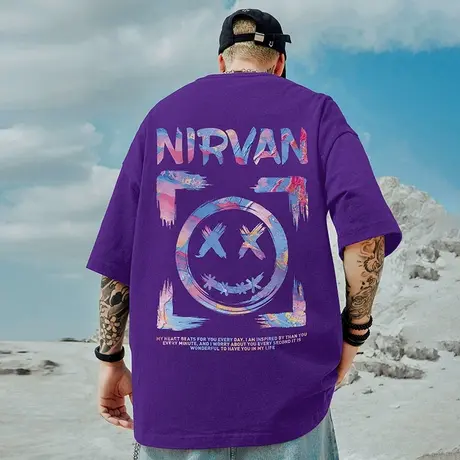 笑脸港风潮牌国潮嘻哈小恶魔鬼脸短袖T恤男潮宽松大码情侣装半袖商品大图