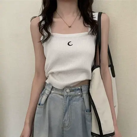 针织美背吊带坎肩背心无袖t恤女夏季设计感小众外穿短款上衣ins潮图片
