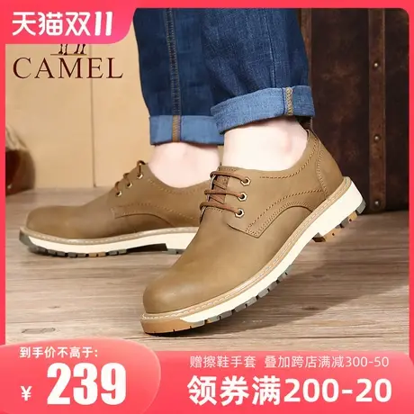 Camel/骆驼男鞋23秋季新款皮鞋低帮真皮工装鞋男复古英伦休闲鞋商品大图