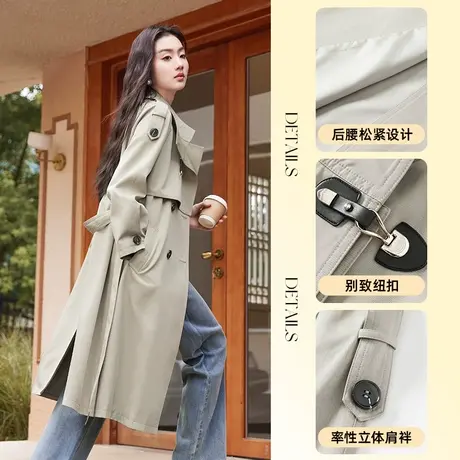 【直播间】香影风衣女中长款2023年秋季新款双排扣英伦风休闲商品大图