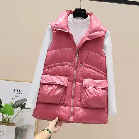 2023新款羽绒棉马甲流行秋冬季羽绒棉背心女装时尚抽绳无袖坎肩潮商品大图